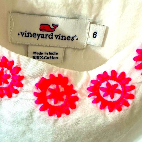 VINEYARD VINES WHITE HOT PINK SZ6 CRISP 100% COTTON SUMMER BEACH A-LINE SUNDRESS - Picture 3 of 7